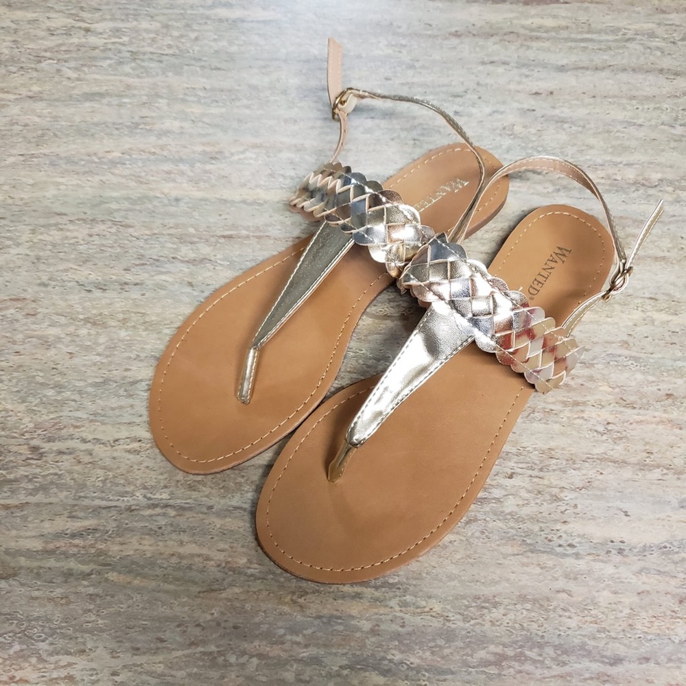 Wanted Gold braided thong sandals
